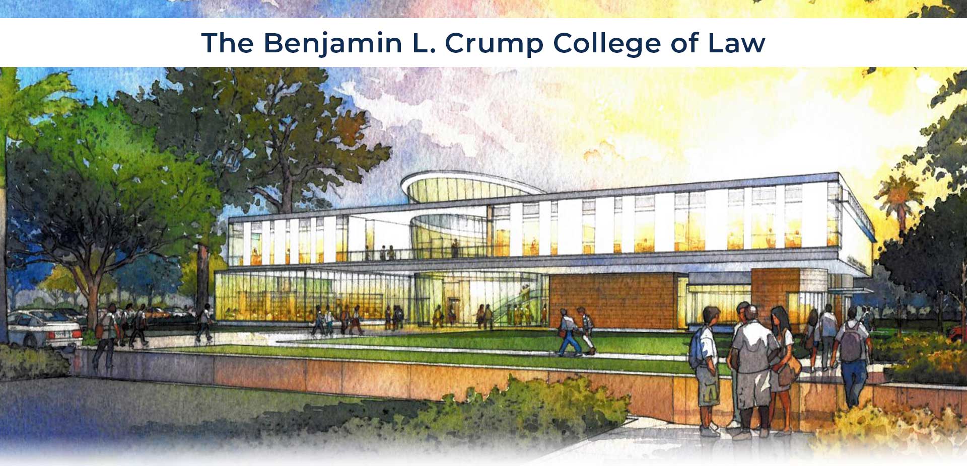 An artist's rendering of the upcoming Benjamin L. Crump College of Law building