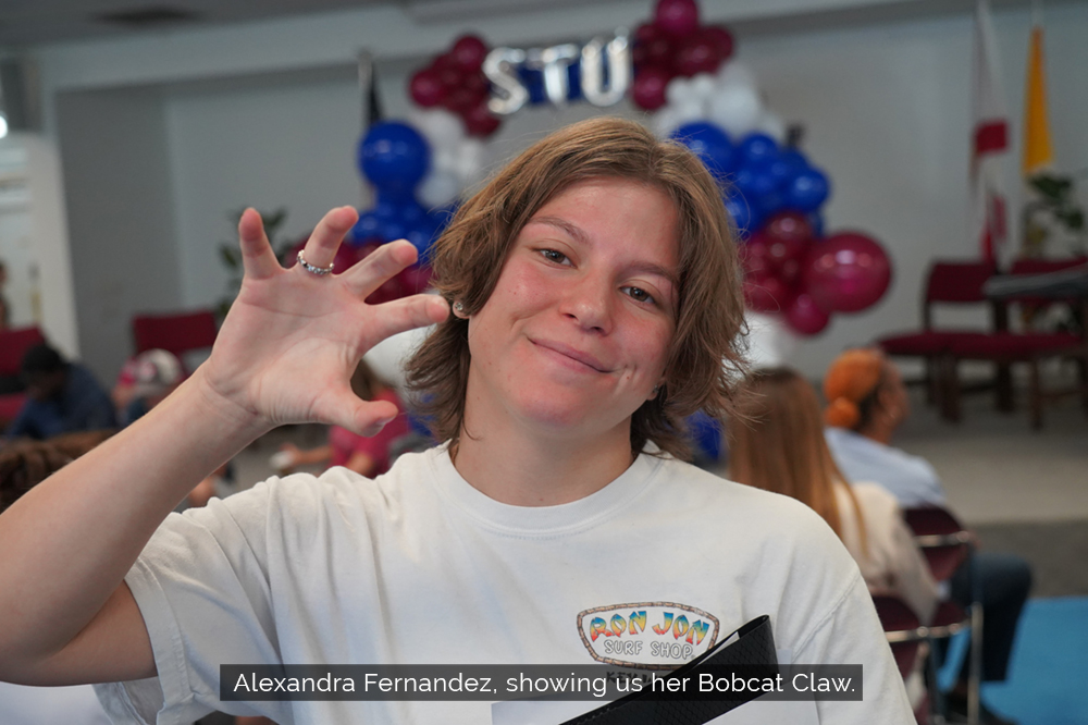 Alexandria Fernandez showing us her Bobcat Claw