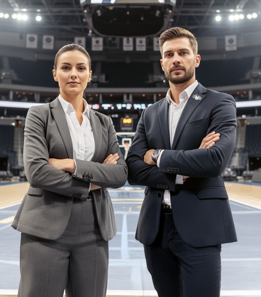 Young sport administrators in arena